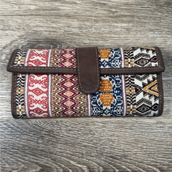 Guatemalan Handmade Wallet Brown Aztec Bohemian - Picture 1 of 9